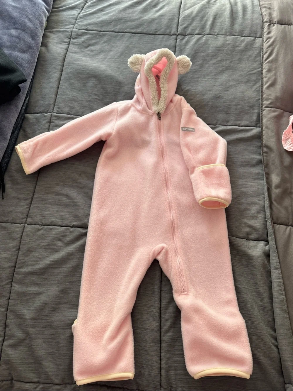 Columbia Pink Fleece Hooded One-Piece with Ear Details